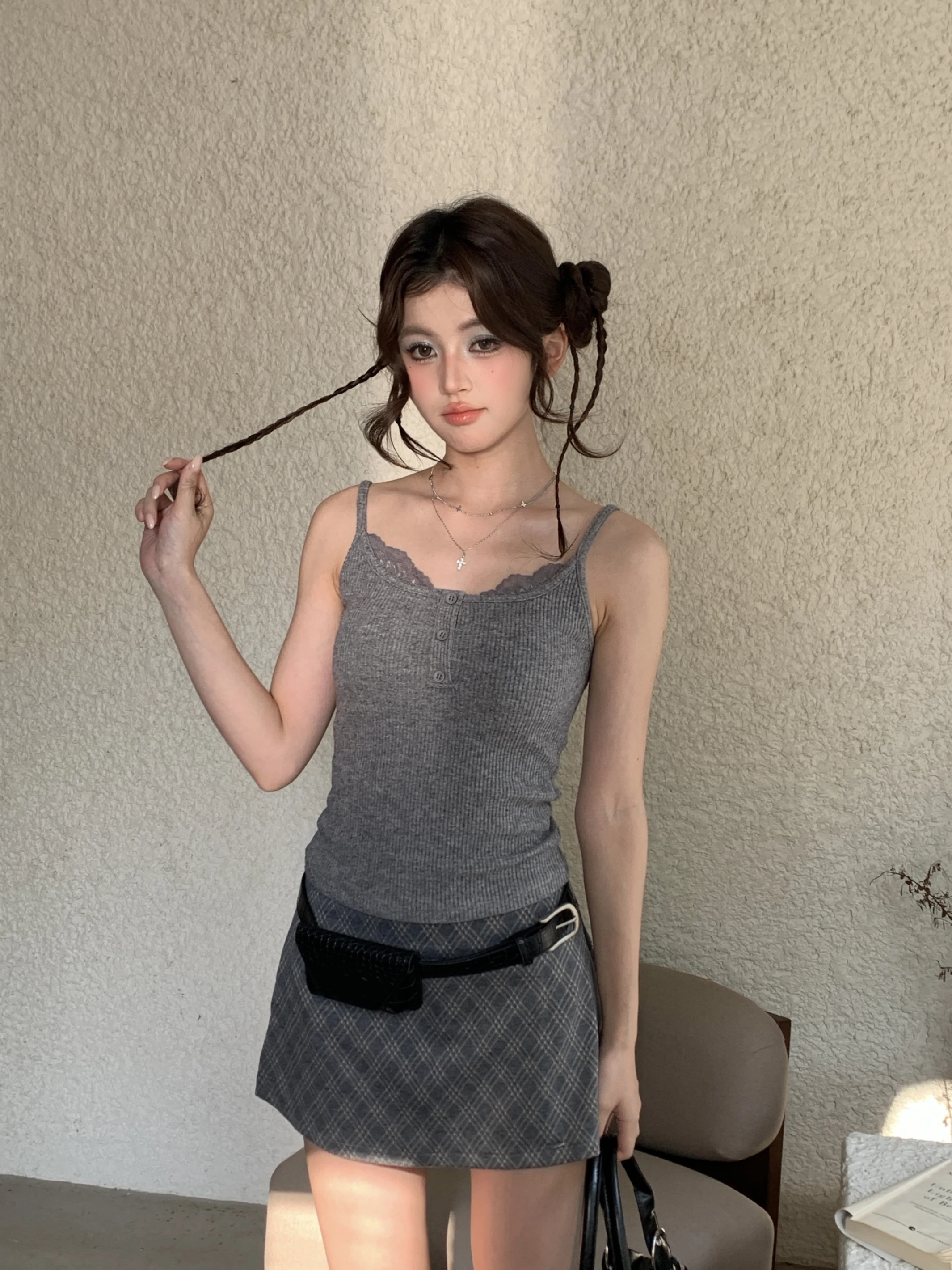 SEP118小蕾絲邊BARTOP_灰