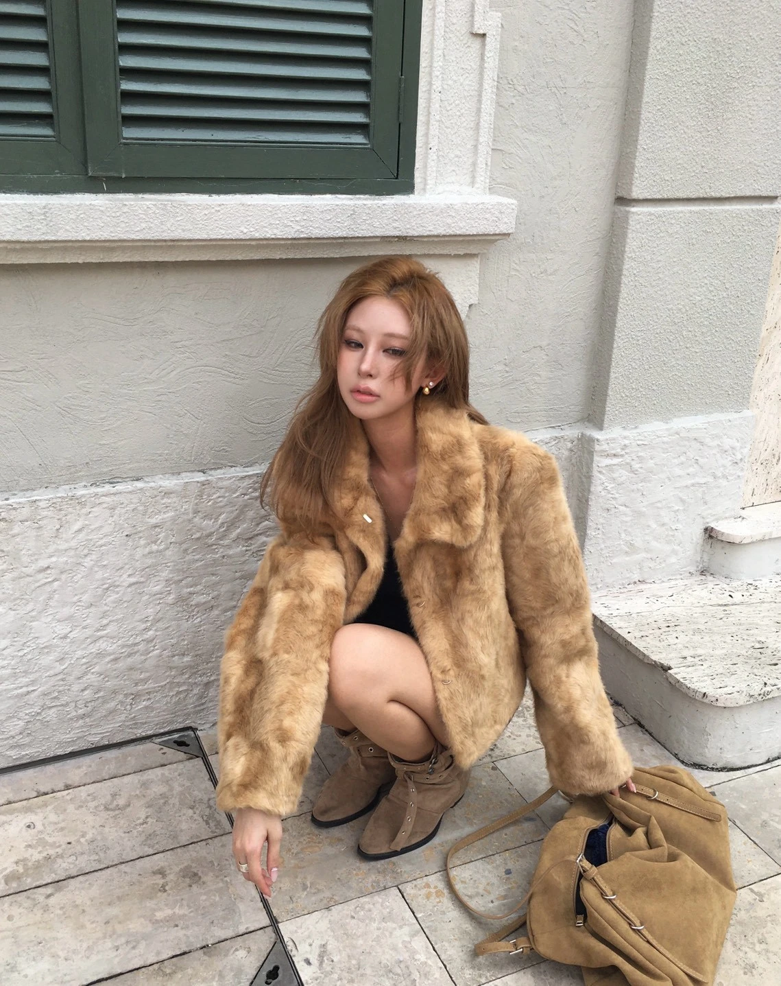 (Jenny團購)OJ04 富家女時髦皮草外套_卡其