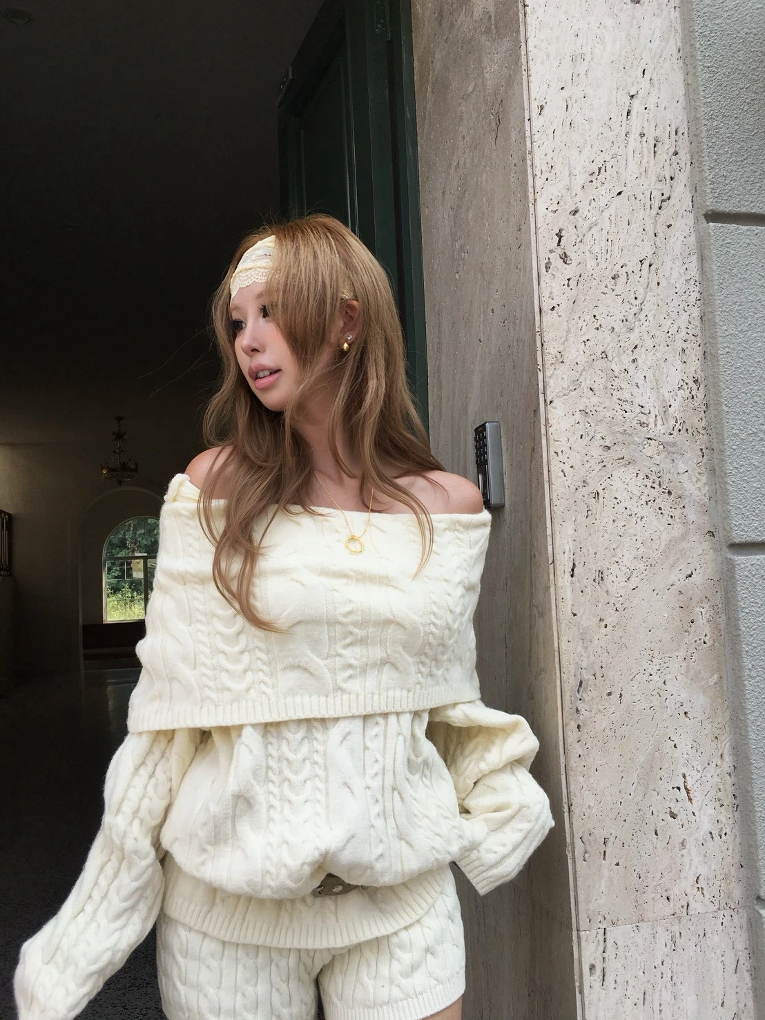 (Jenny團購)OJ07 麻花平領毛衣裙_米杏