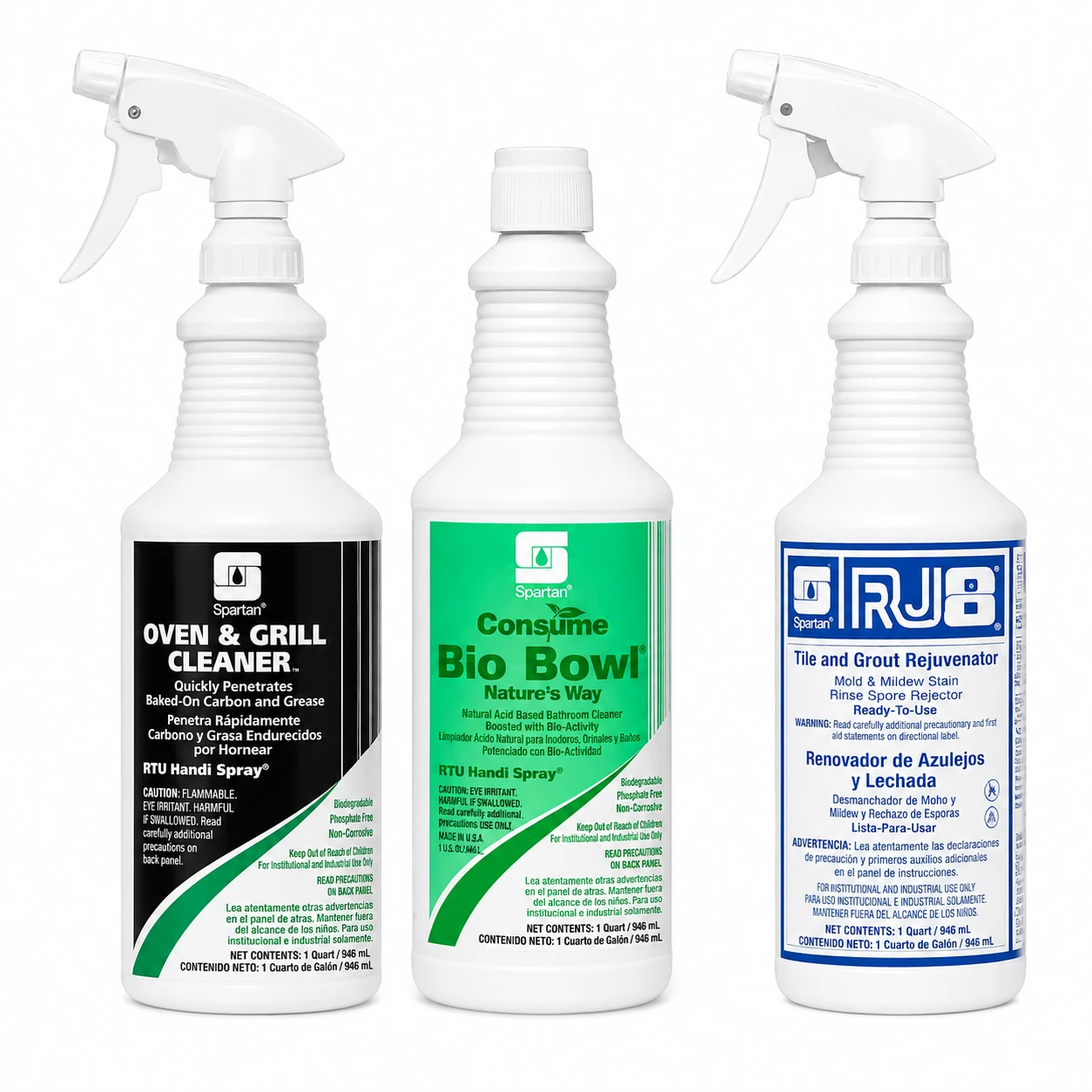 【家事清潔推薦組】廚房/烤盤拔油去汙鏡面潔亮劑+BioBowl益菌式表裡淨化浴廁清潔劑+RJ8環保配方強力抑黴除黴專家