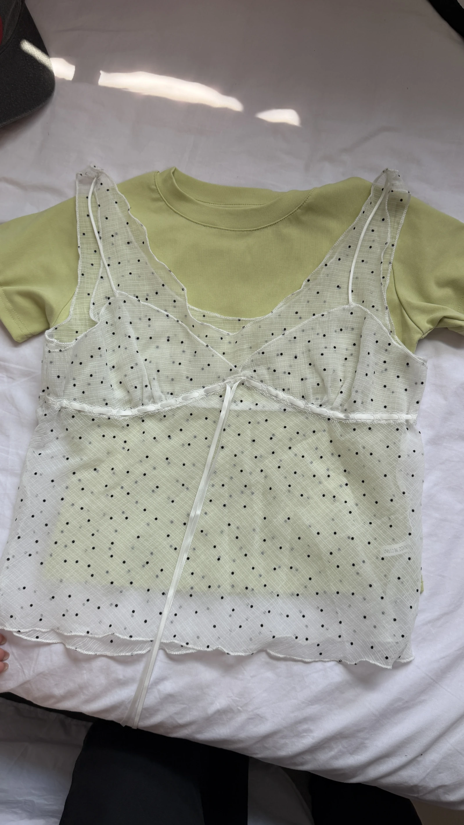 透感點點綁帶背心