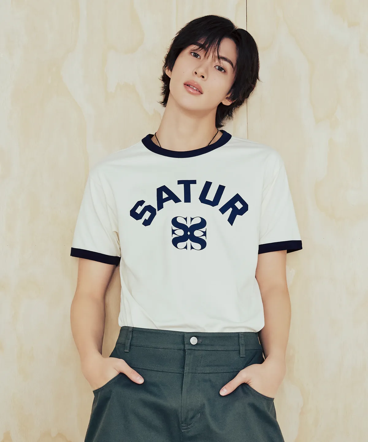 SATUR 美式復古撞色滾邊上衣 男女通穿款