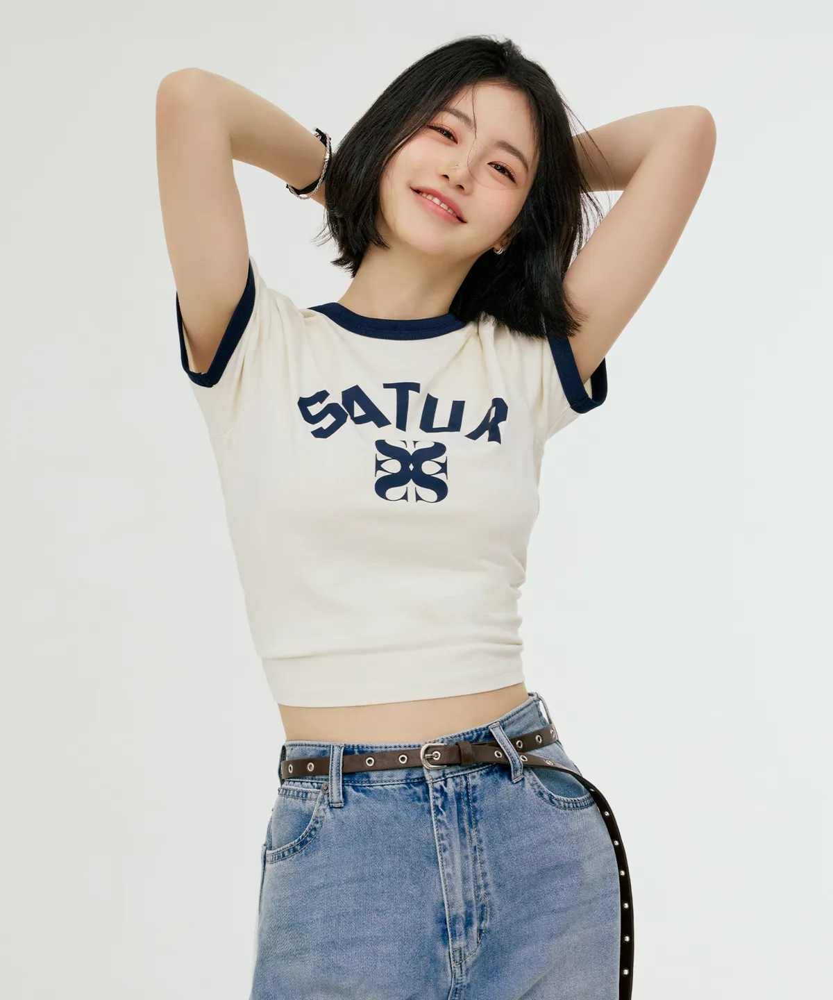 SATUR 美式復古撞色滾邊上衣 女款