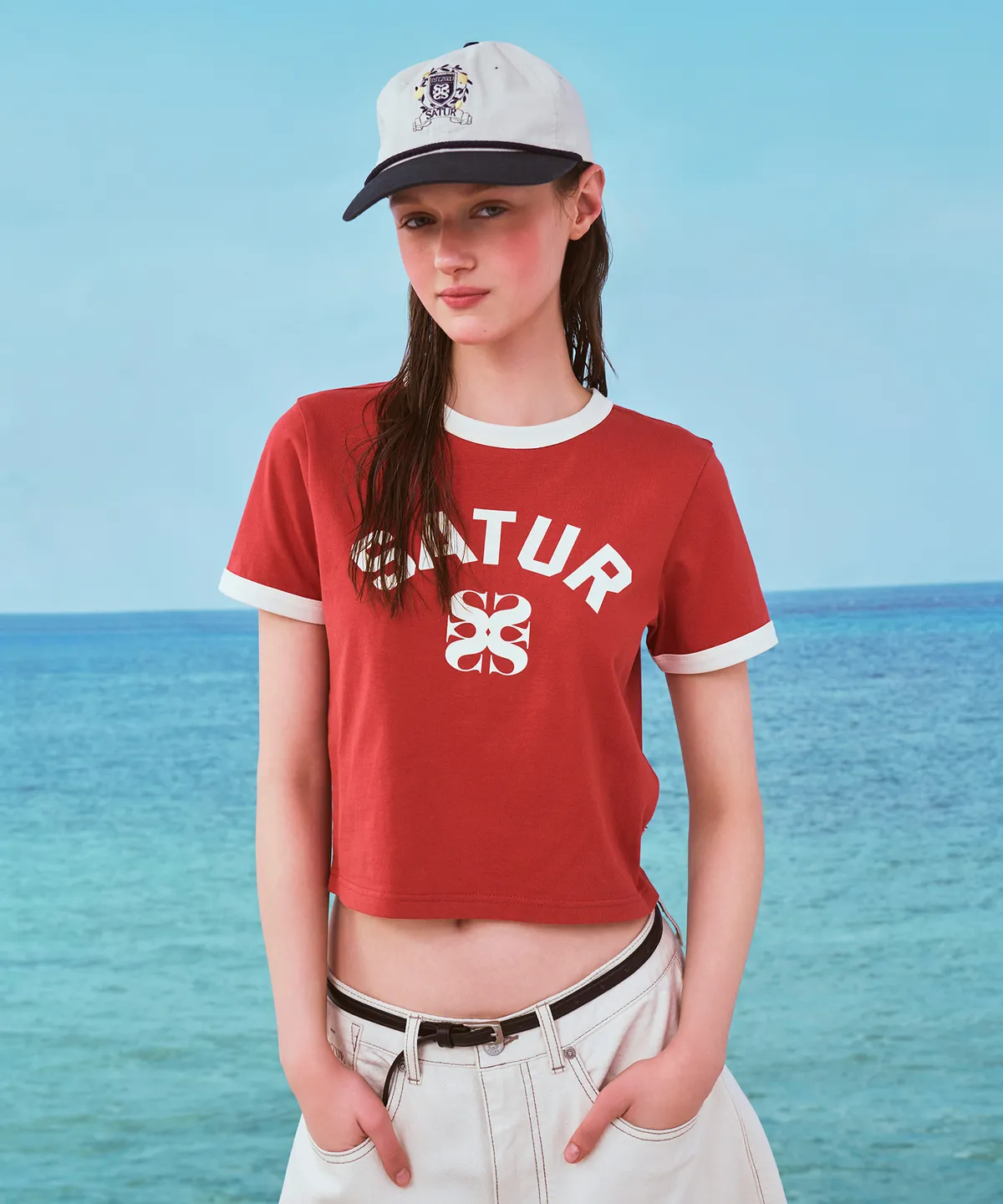 SATUR 美式復古撞色滾邊上衣 女款