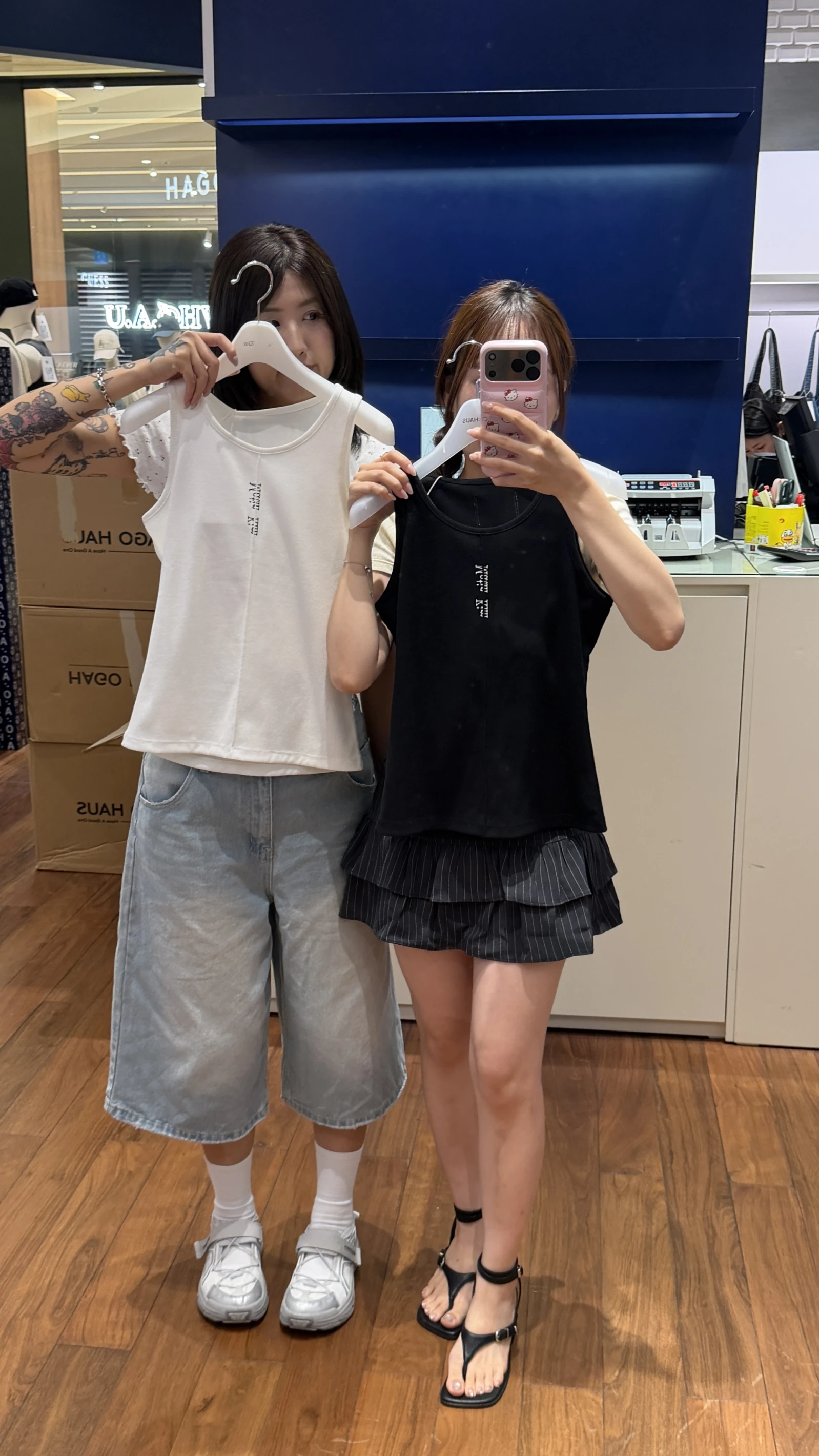 Matin kim 女款 特殊字體LOGO坑條背心