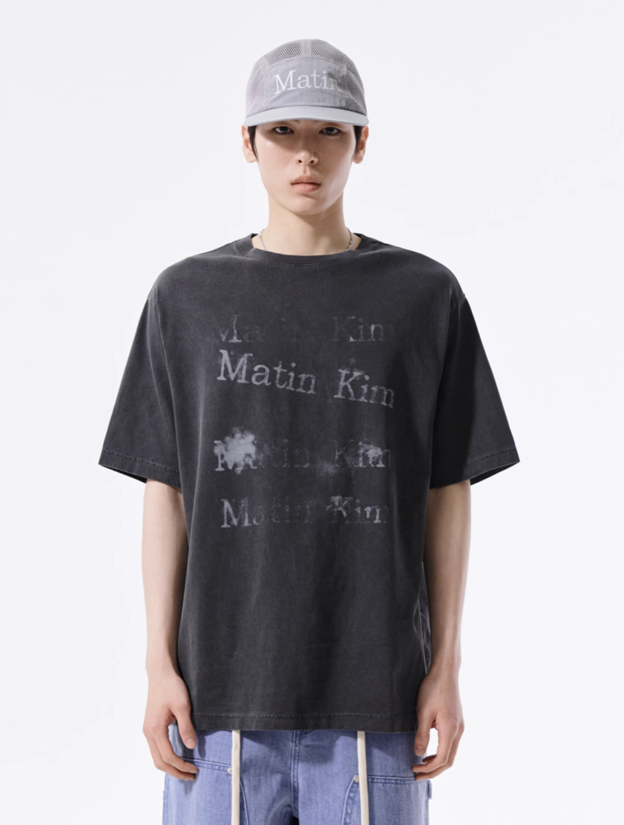 Matin kim 復古水洗塗鴉LOGO短袖T