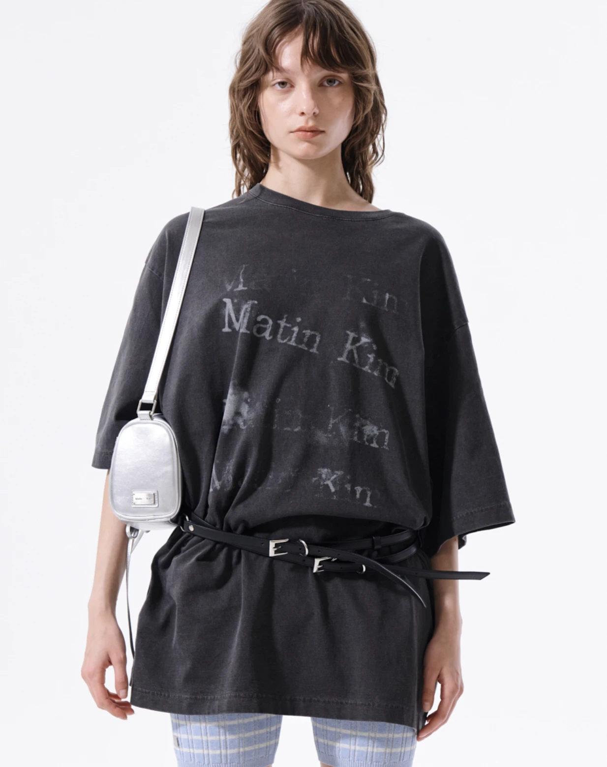Matin kim 復古水洗塗鴉LOGO短袖T