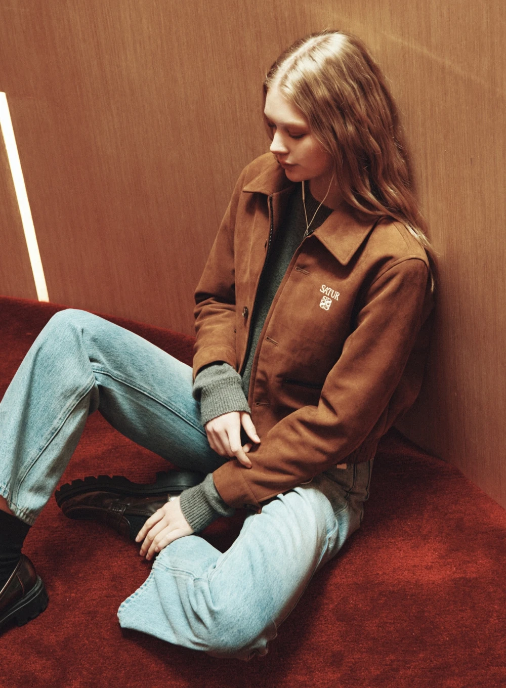SATUR 女款麂皮鋪棉外套 Teo Faux Suede Short Jacket