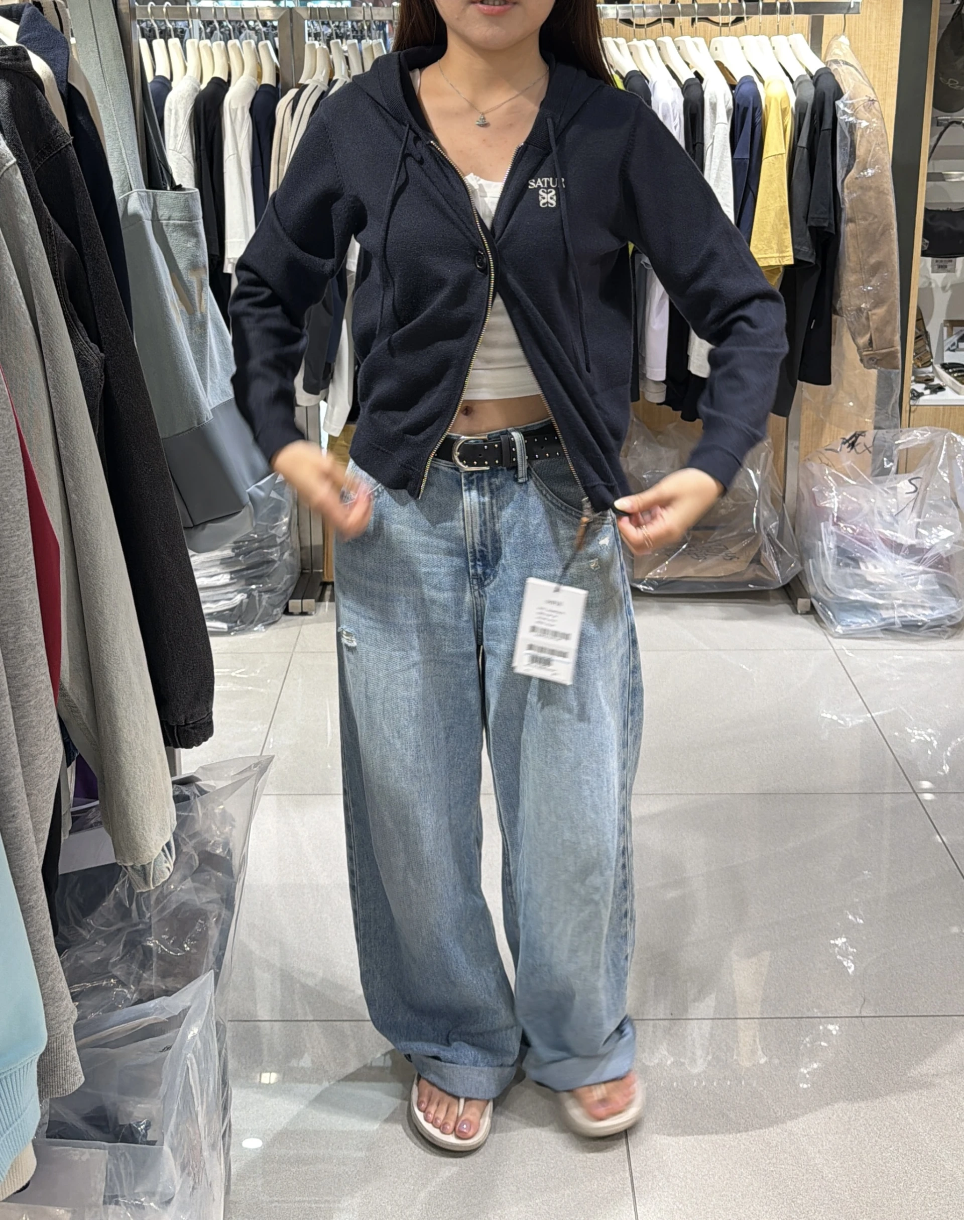（特價款）SATUR 女款小LOGO針織連帽外套