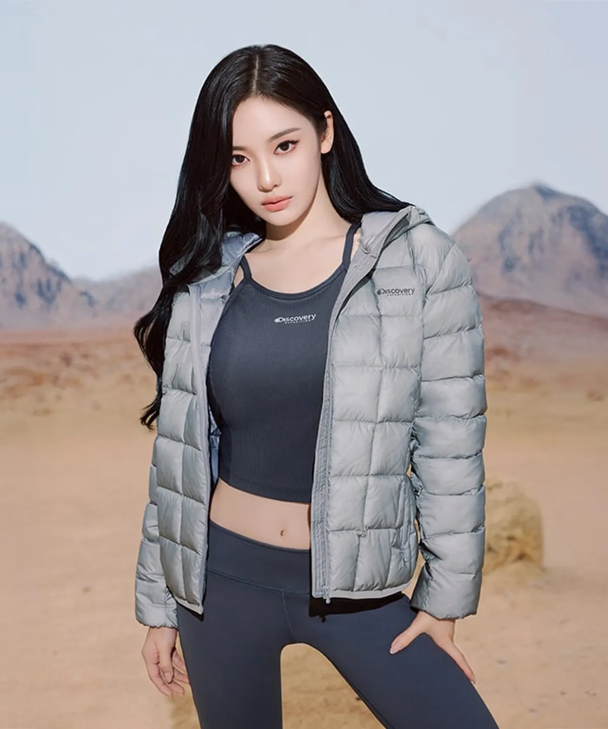 （寧寧同款）Discovery 女款 AIRWELL 方格超輕量機能連帽外套