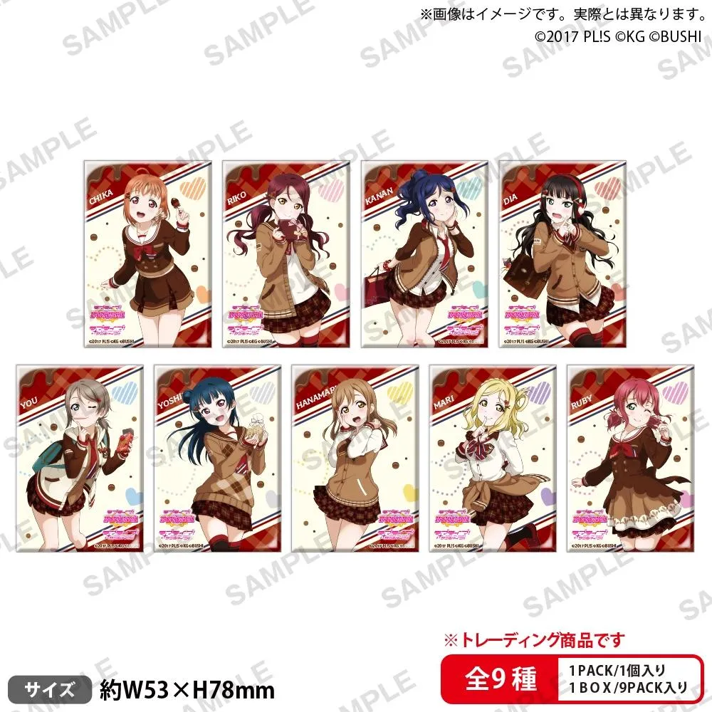 BUSHIROAD CREATIVE【盒抽】 Love Live! Aqours水團 情人節part2 ver. 方形角色徽章(共9款，隨機出貨)