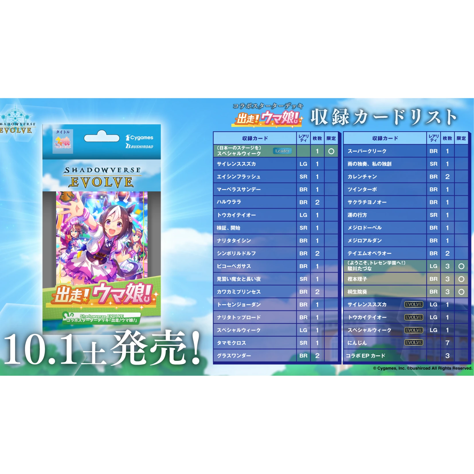 BUSHIROAD SHADOWVERSE EVOLVE（SVE）合作預組『奔跑吧 賽馬娘』