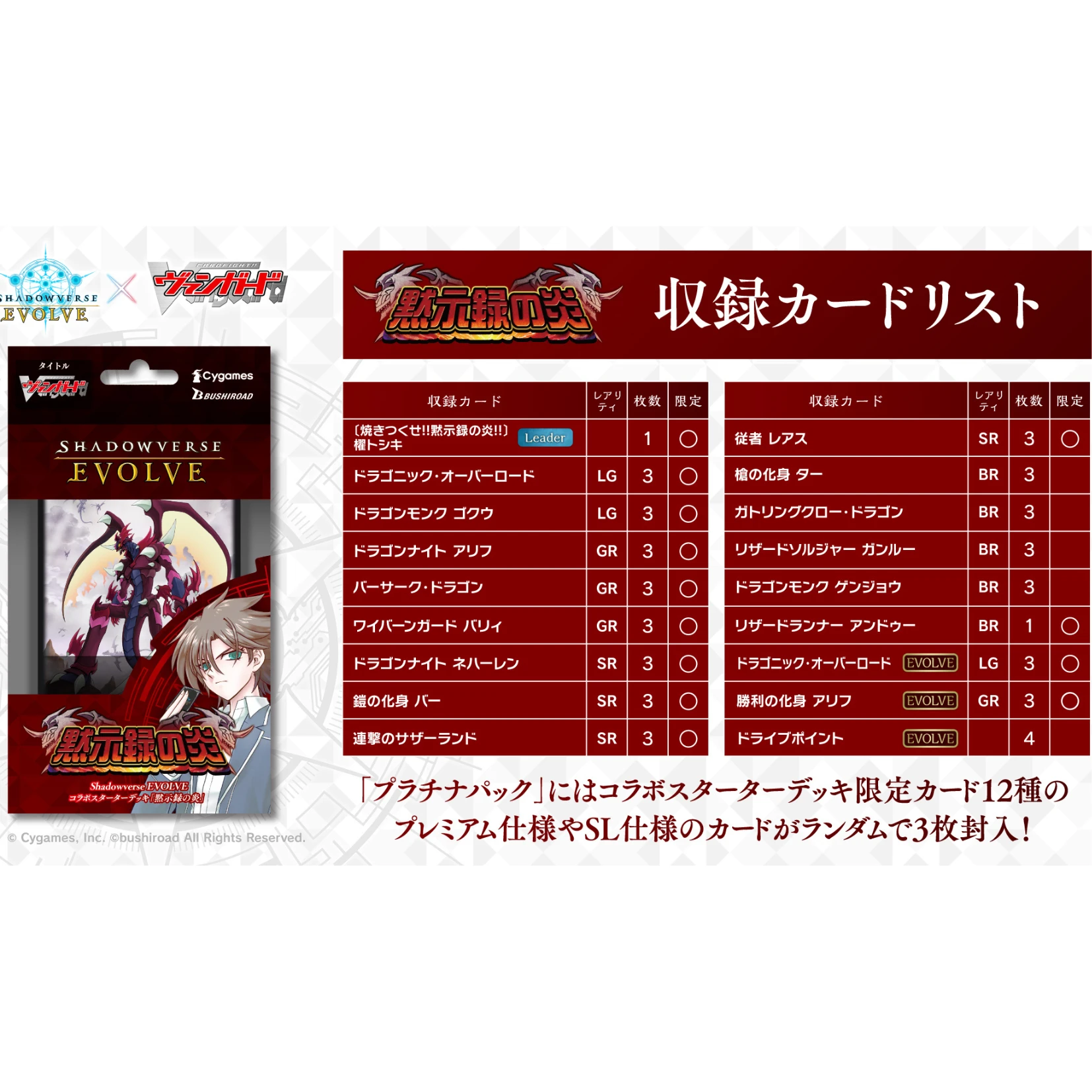BUSHIROAD SHADOWVERSE EVOLVE（SVE）合作預組『卡片戰鬥!!先導者「默示錄之炎」』
