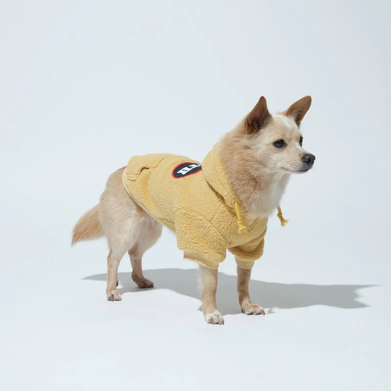 puppygallery｜Earth 抓絨連帽上衣 芥末黃