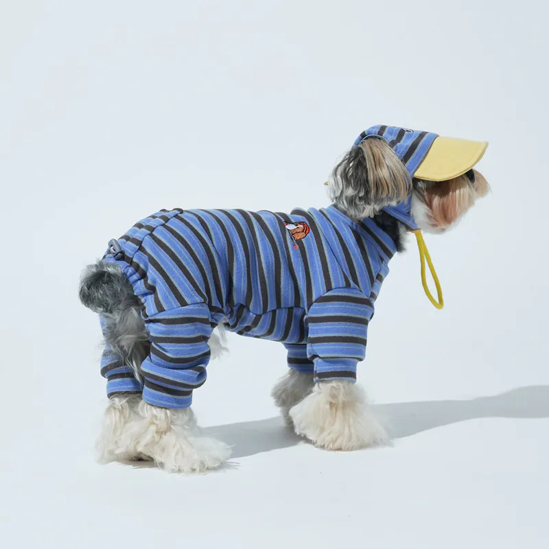 puppygallery｜Homeground 條紋四腳衣 蔚藍