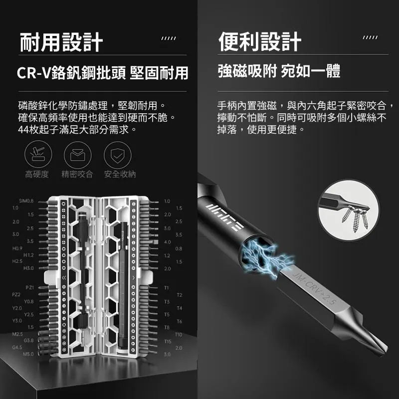 JAKEMY JM-8184 47合一 精密多功能螺絲刀組 CR-V鋼材質刀頭 毛氈袋收納