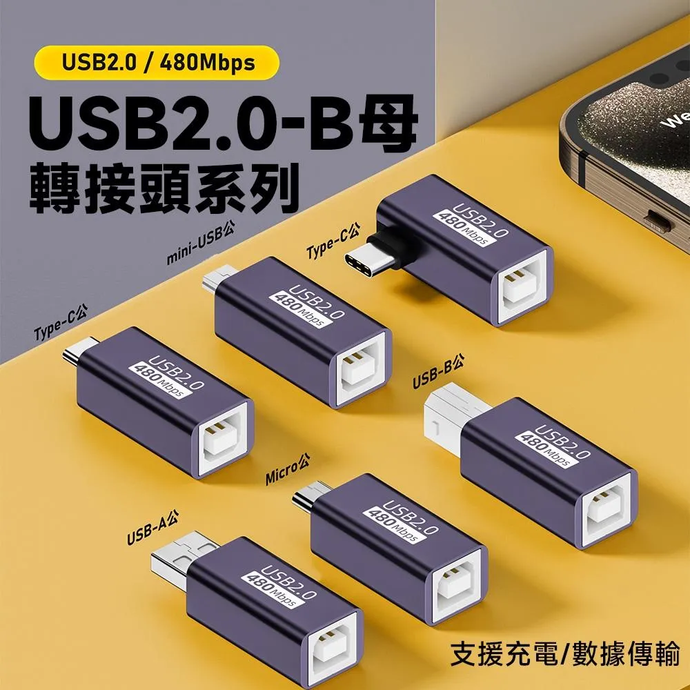 USB2.0 B Type-B 母頭系列轉接頭 480Mbps