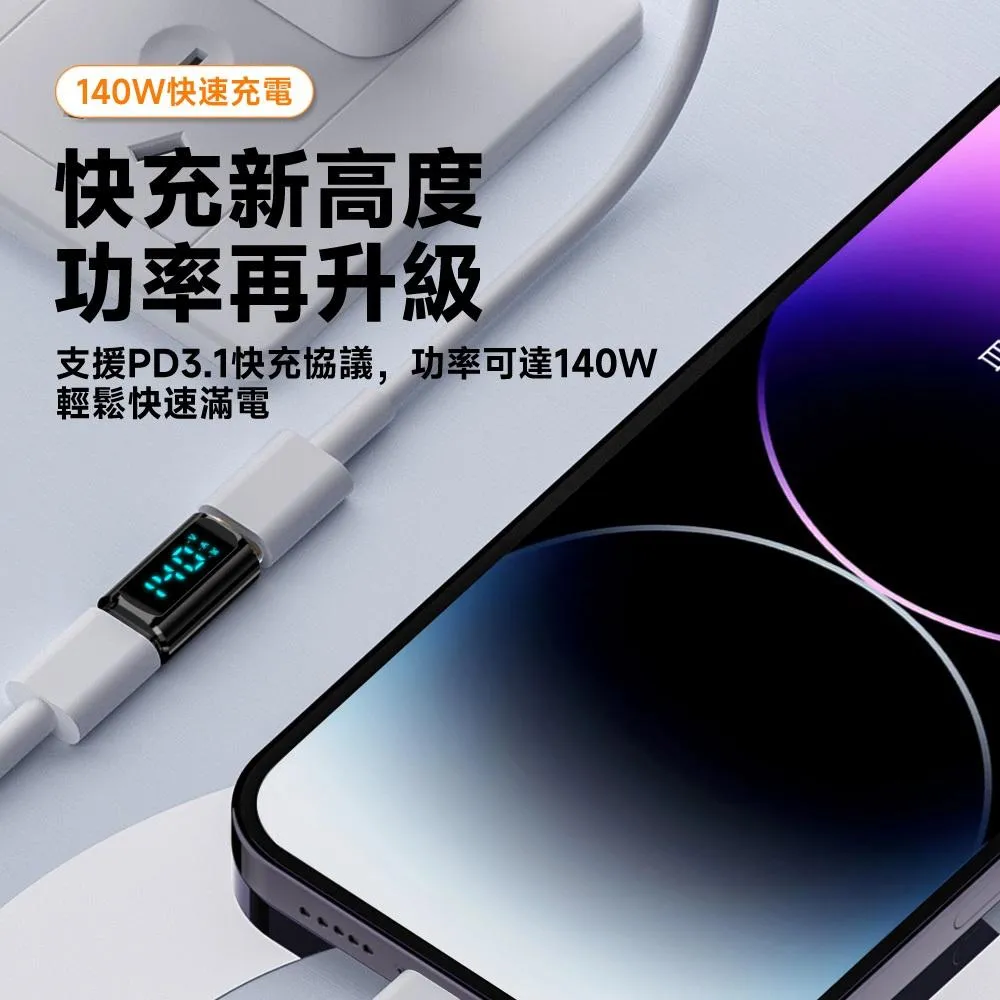 USB4 40G 140W 8K60Hz C公-C公 C母-C母 數顯轉接頭 對接頭 即時檢測 自動切換