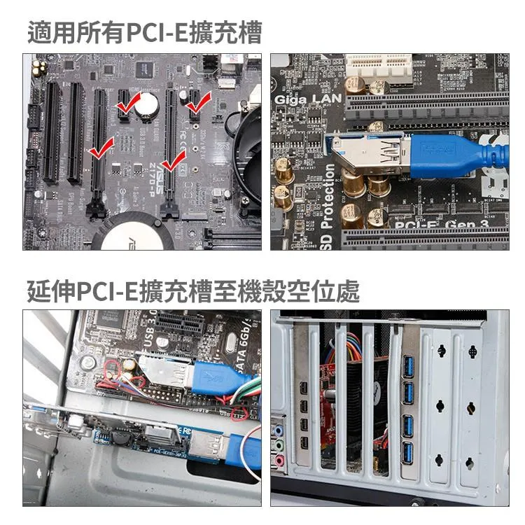 PCI-E x1 轉x1  x4 延長線 轉角設計不擋顯卡 線長60cm