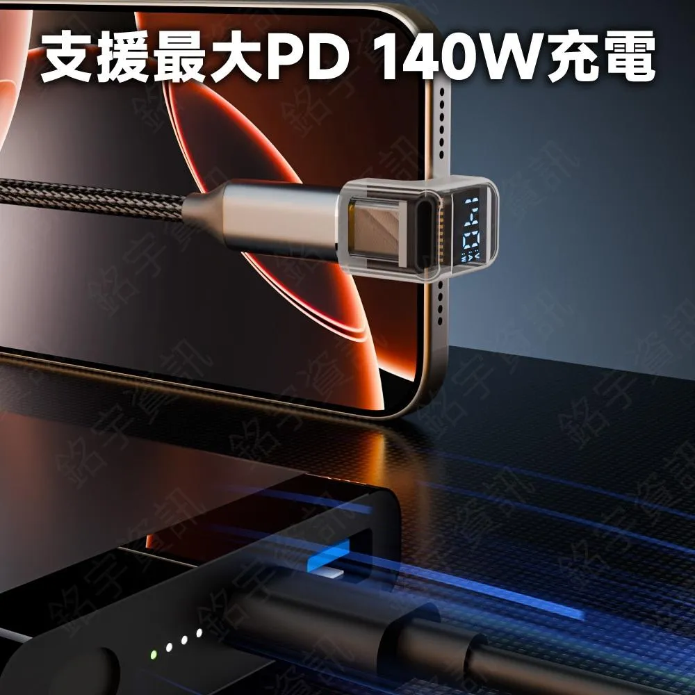USB4 40G 140W 8K60Hz C公-C母 180度 U型 數顯轉接頭 即時檢測 自動切換