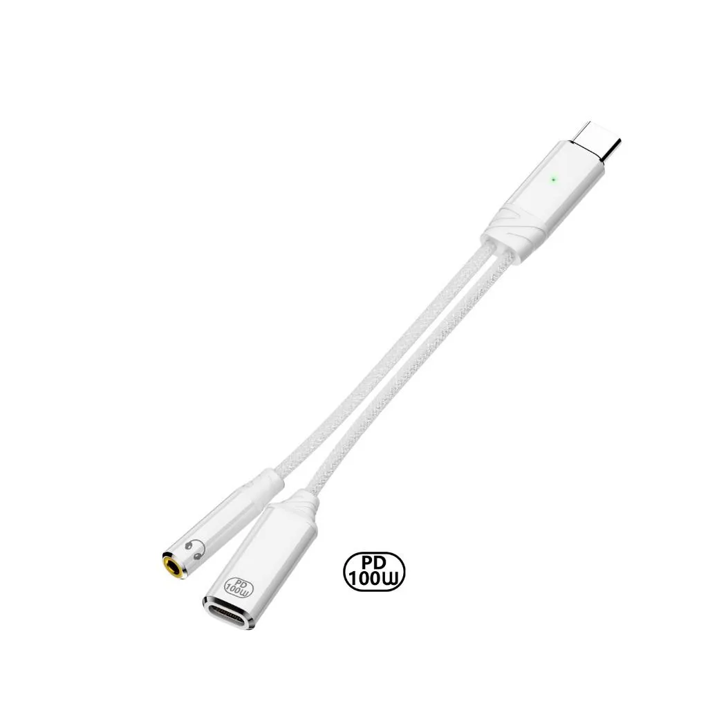 USB-C 轉 3.5mm 音訊 + PD100W快充 內建DAC晶片 16bit/48KHz 支援數據傳輸 可通話