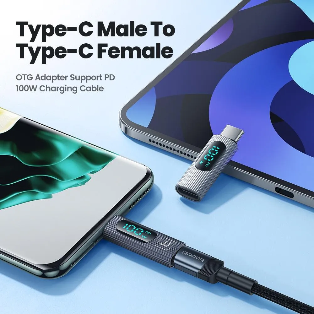 USB-C 100W 蘋果轉C母 20W PD充電功率數位顯示 OTG 鋁合金 數顯 轉接頭