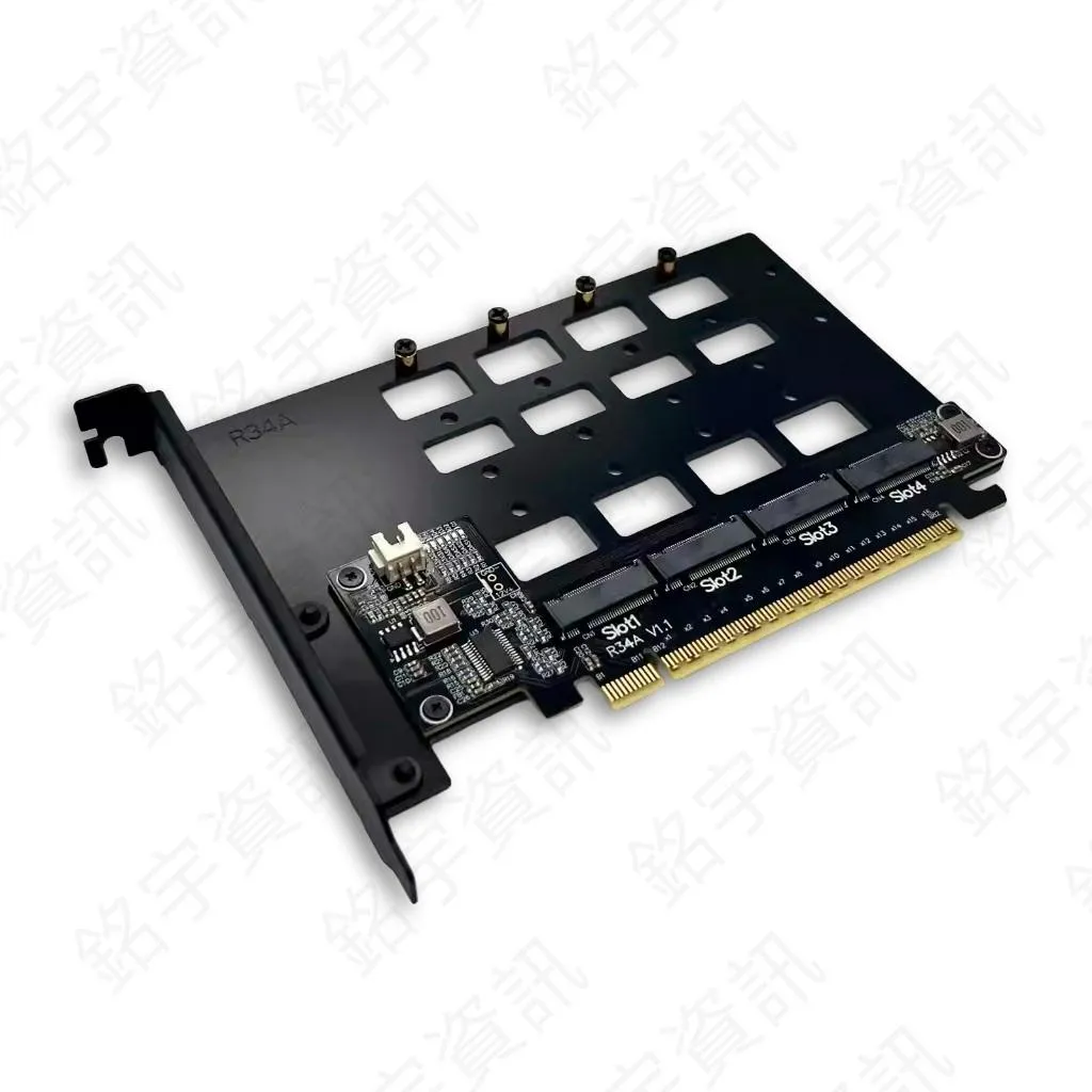ADT R34A PCIe5.0 x16 轉 4-Port M.2 NVMe SSD 拆分轉接卡