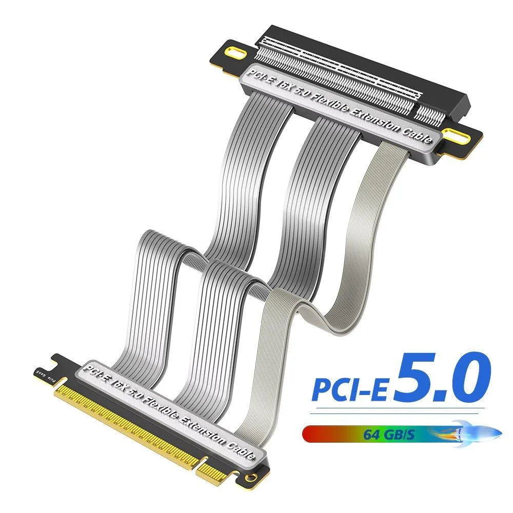 PCIe 5.0 Gen5 x16 顯卡延長線 64Gbps 20cm 90度/180度 新一代柔性纜線