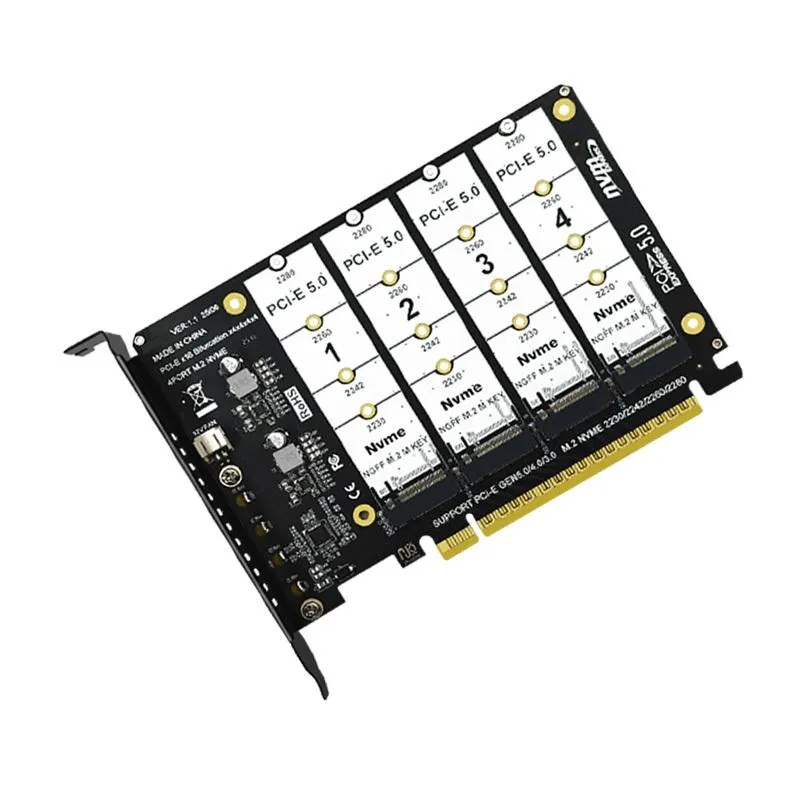 PCIe5.0 x16 轉 4-Port M.2 NVMe SSD 拆分轉接卡