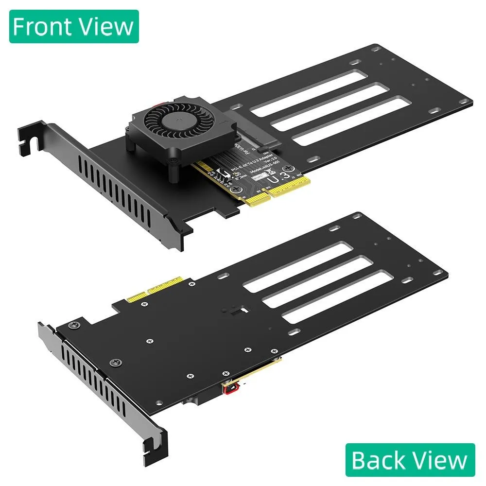 PCIe 5.0 x4 轉 U.3 (SFF-TA-1001) NVMe SSD 轉接卡 | 內建渦輪主動散熱風扇