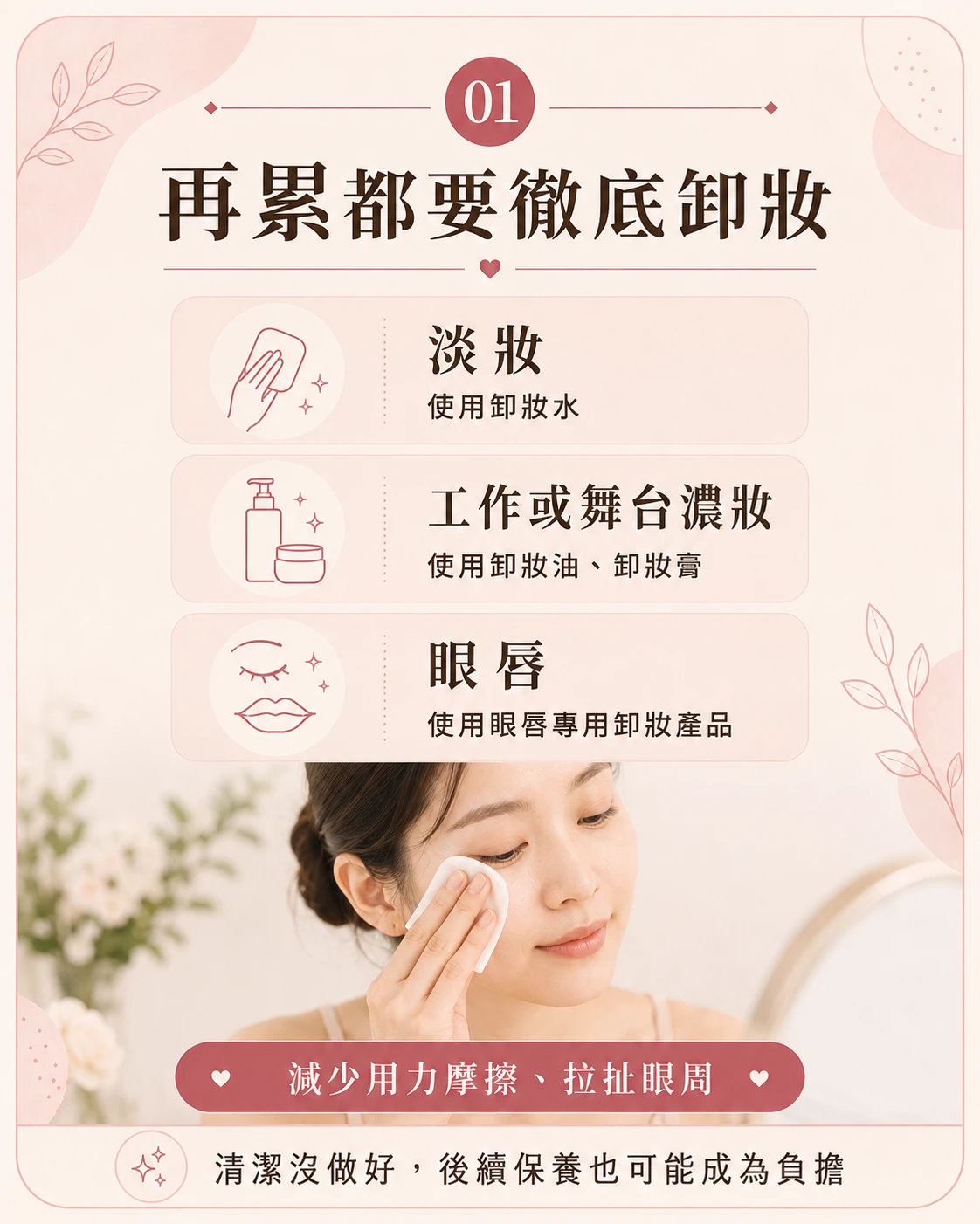徹底卸妝步驟 淡妝濃妝清潔重點