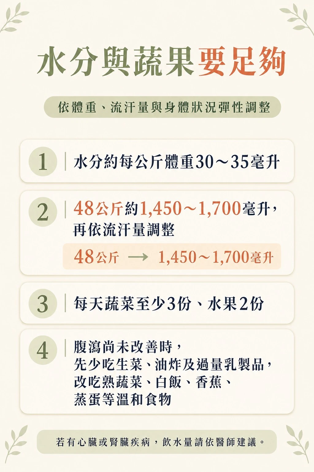 甲亢恢復期水分與蔬果攝取建議