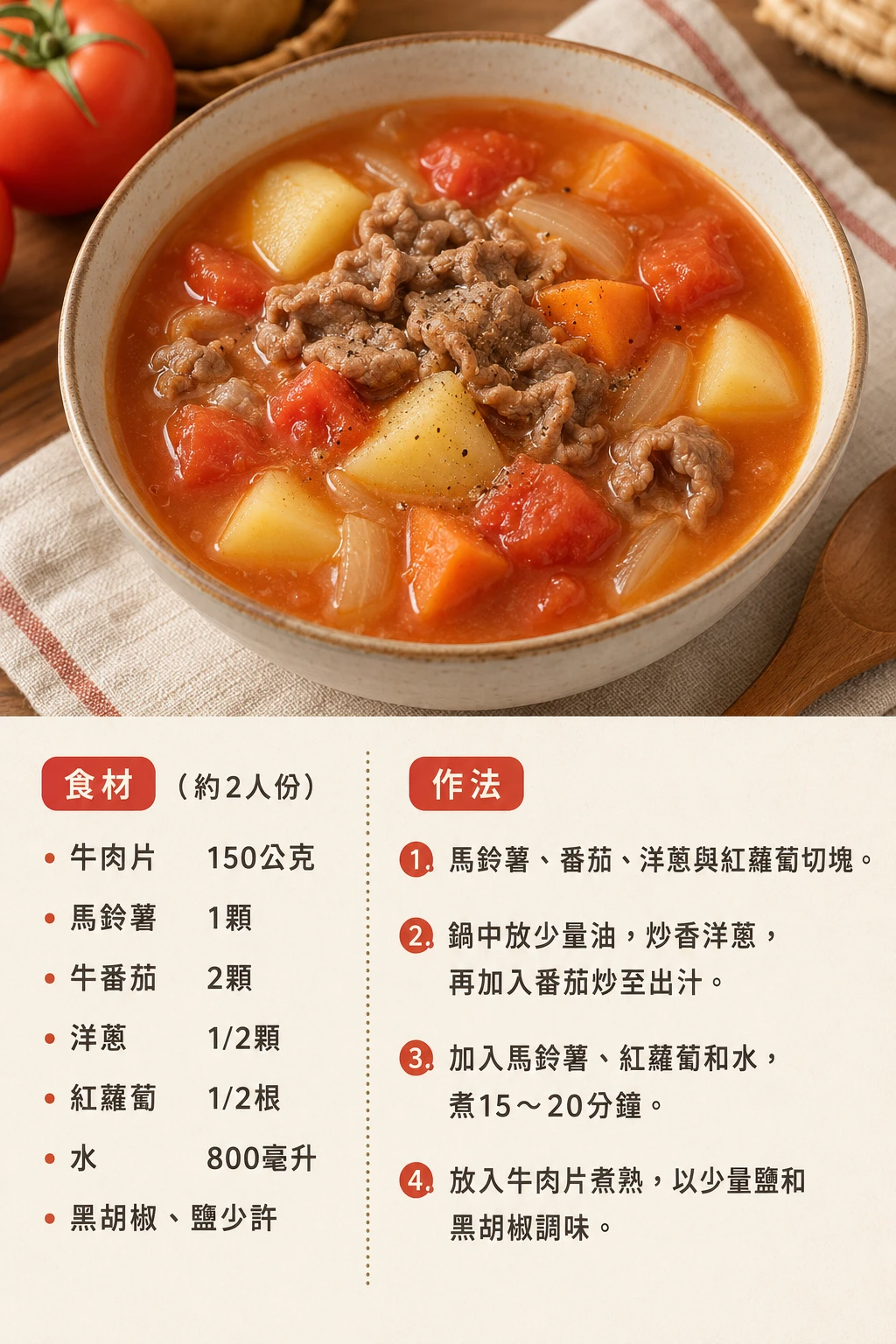 高鉀暖胃湯品 番茄馬鈴薯牛肉湯 秋冬食譜