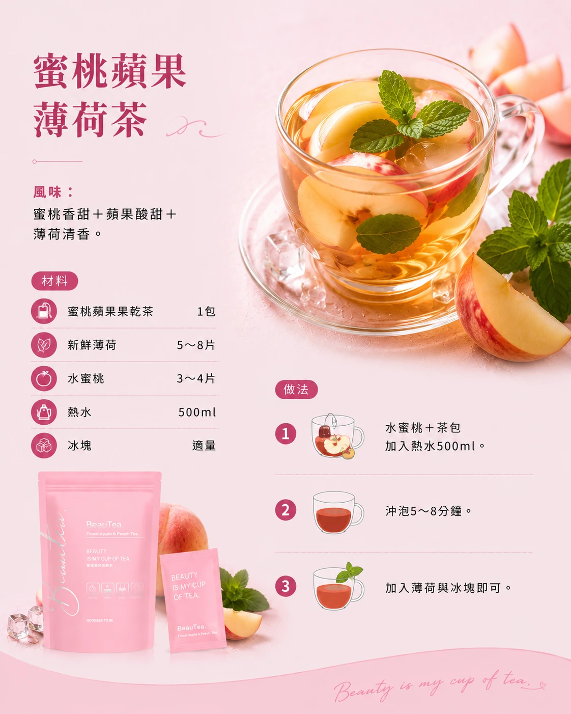 蜜桃蘋果薄荷茶清爽冰鎮食譜