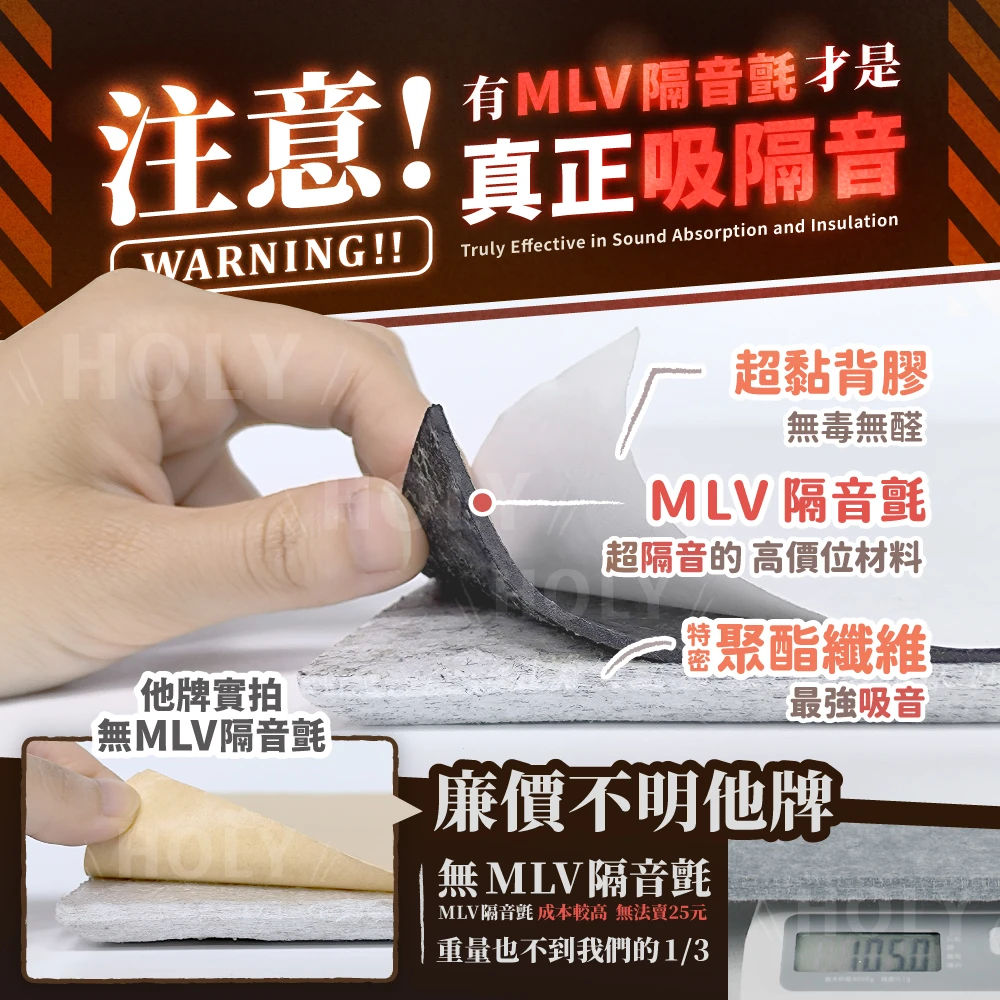 HOLy【家庭劇院級隔音｜錄音室MLV隔音毯💥3層結構💥3倍靜音🔕】10mm 吸音板 隔音板 吸音棉 消音板 隔音毯
