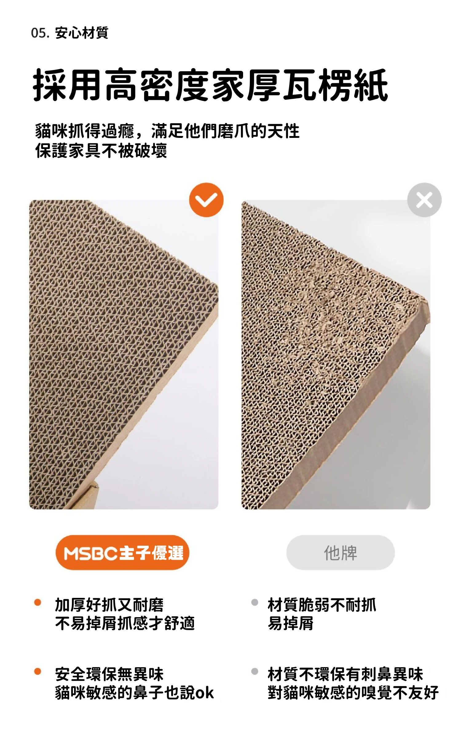 PETVIBE 貓抓板 加厚瓦楞紙材質，耐磨少掉屑。