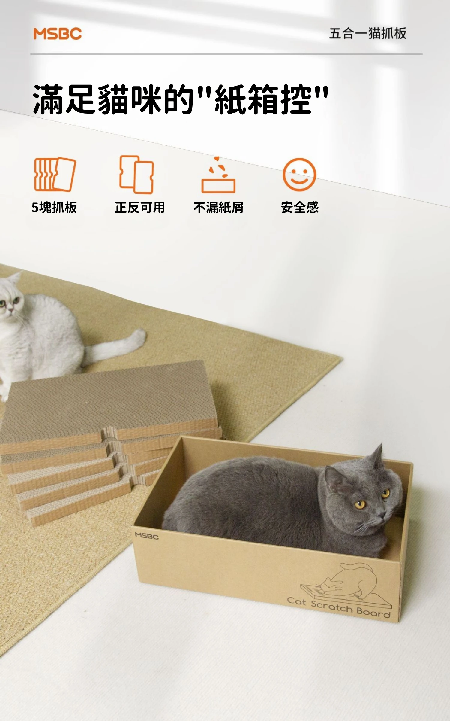 PETVIBE 盒裝替換式貓抓板 貓窩磨爪二合一