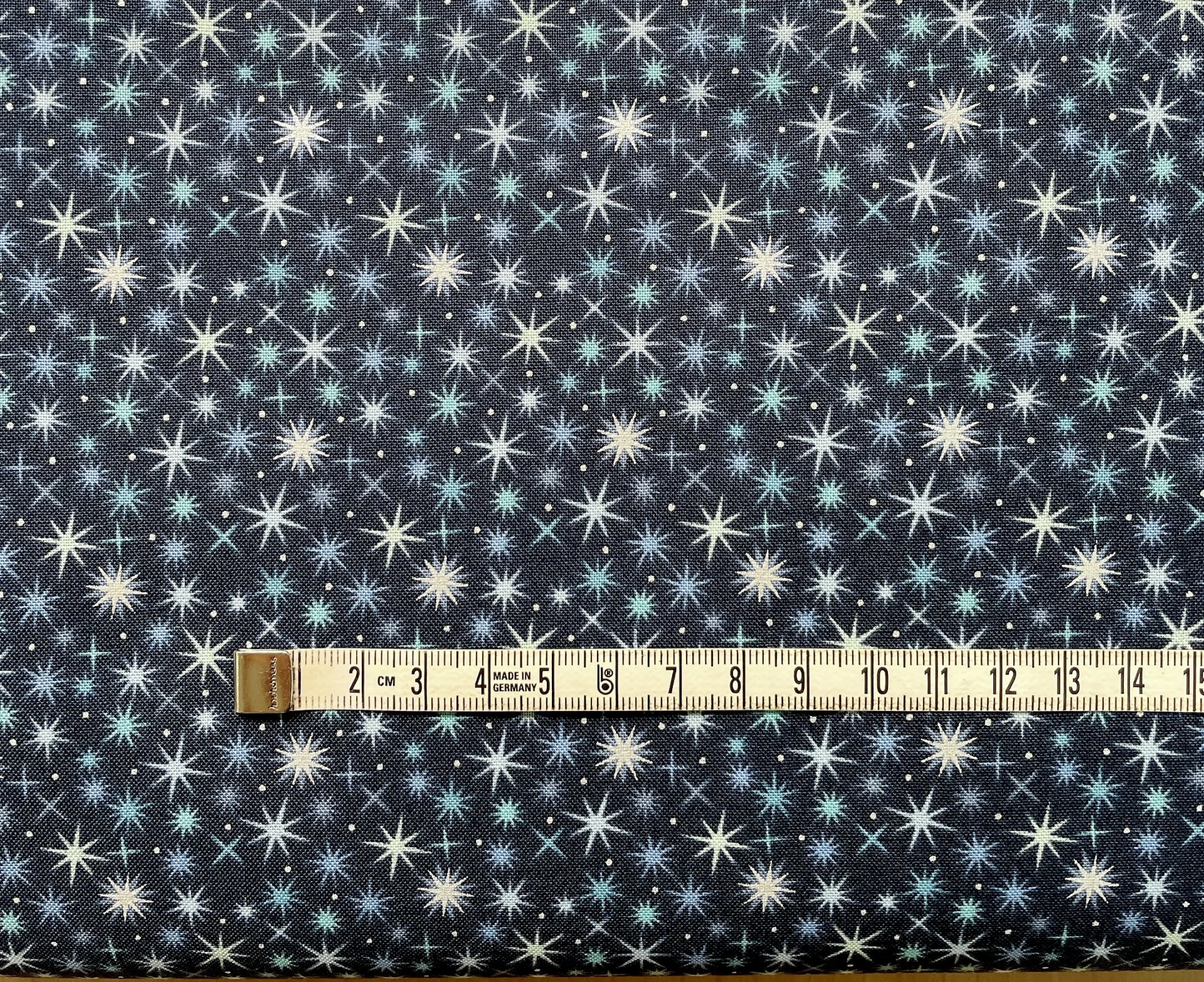 英國品牌印花燙銀棉布｜微光冬境－星芒 (深藍)