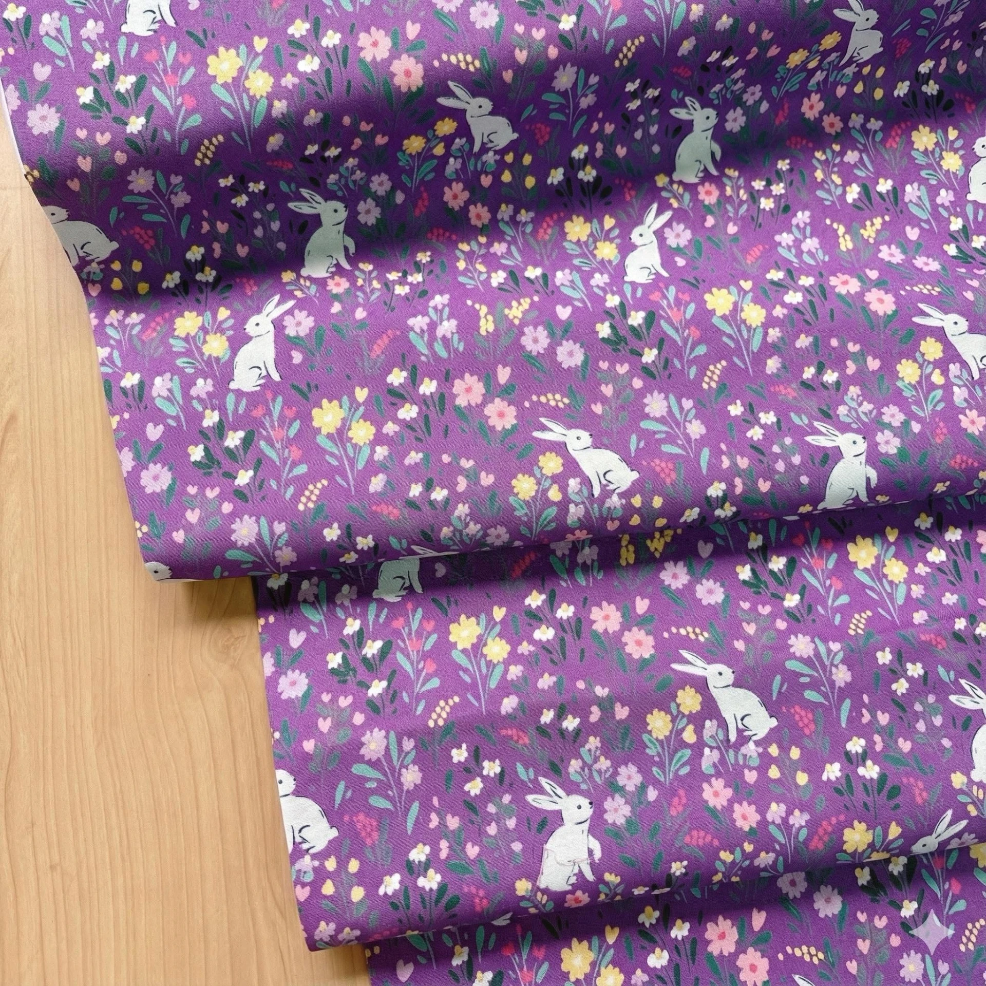 美國品牌印花棉布｜花園中的小白兔