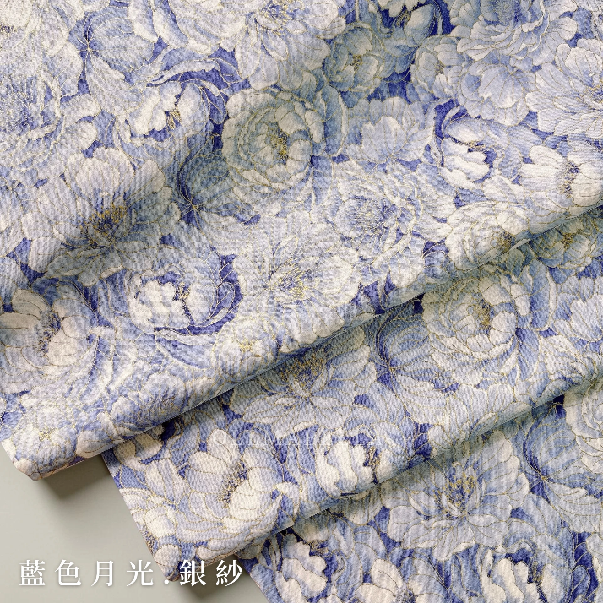 美國品牌印花棉布｜藍色月光－銀紗