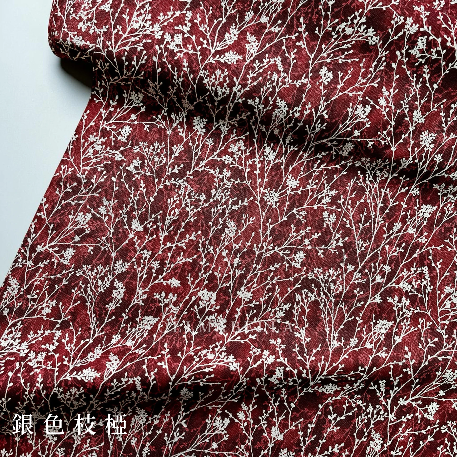 美國品牌印花燙銀棉布｜銀色枝椏