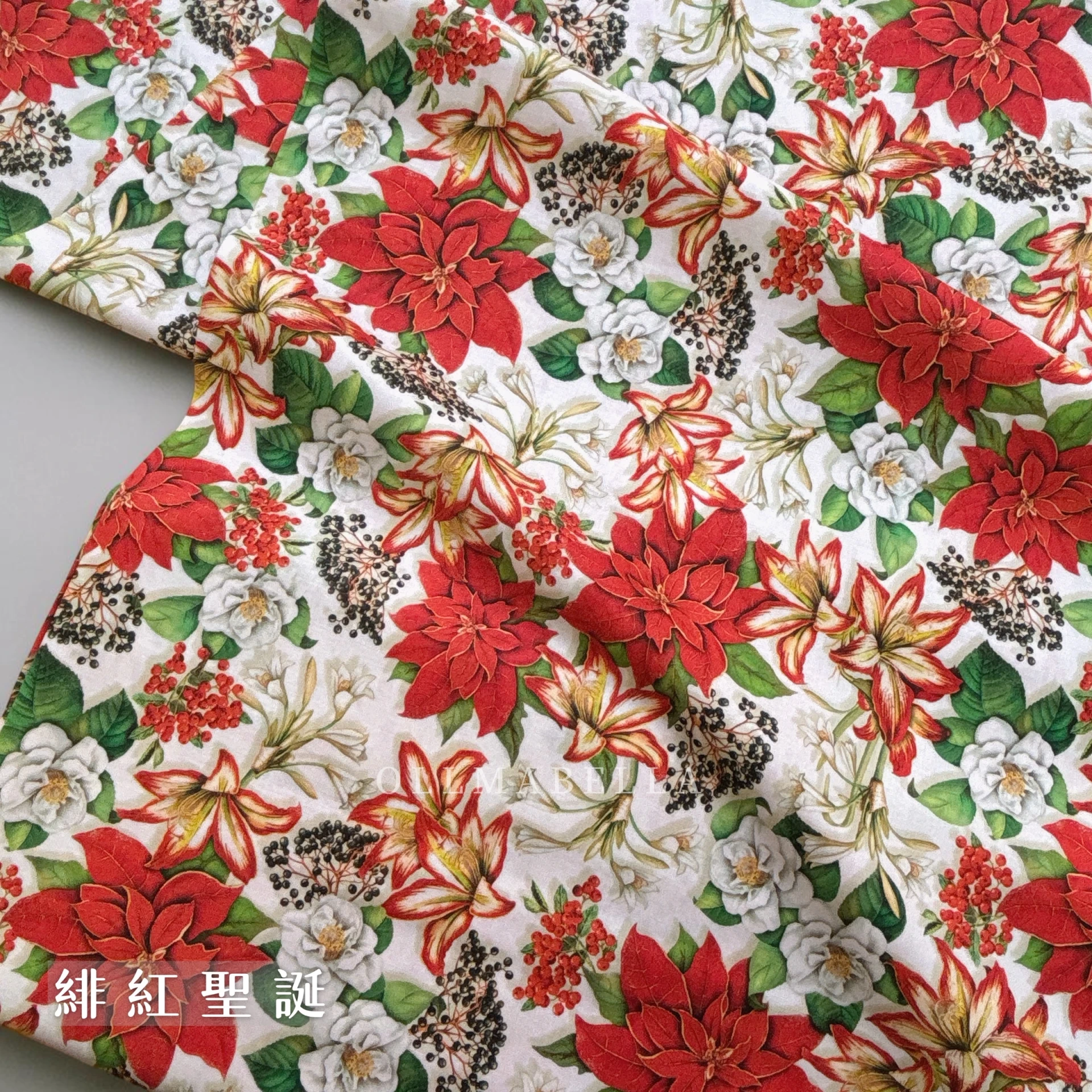 美國品牌印花棉布｜緋紅聖誕