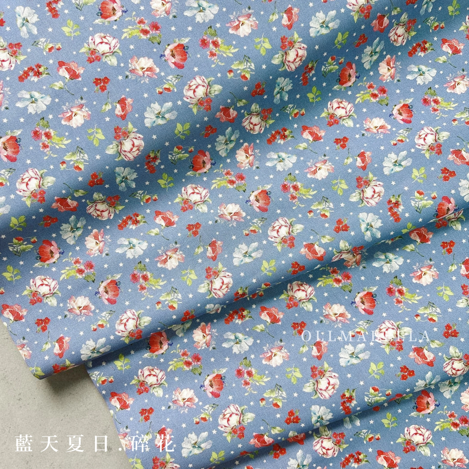 美國品牌印花棉布｜藍天夏日－碎花 (2色)
