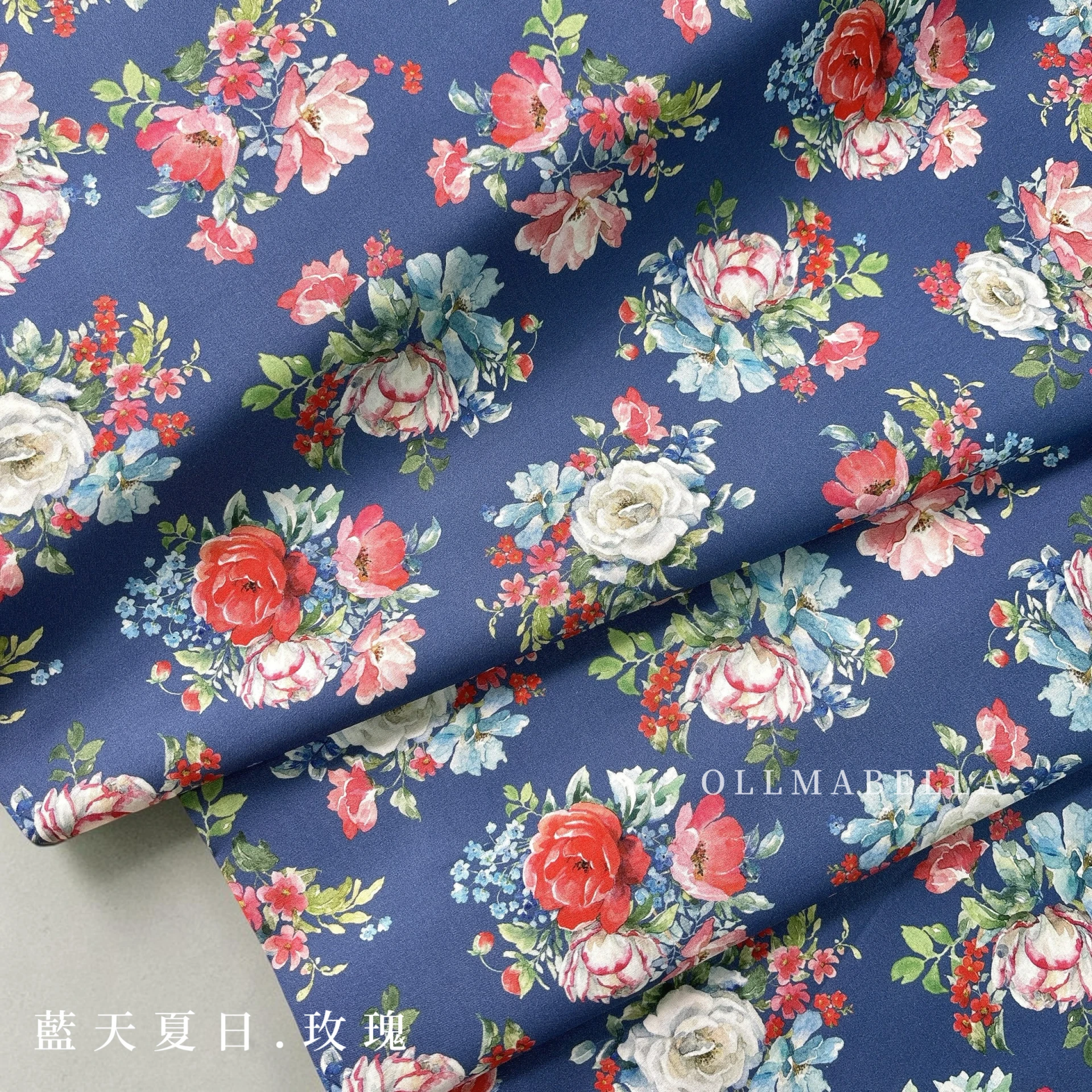 美國品牌印花棉布｜藍天夏日－玫瑰 (3色)
