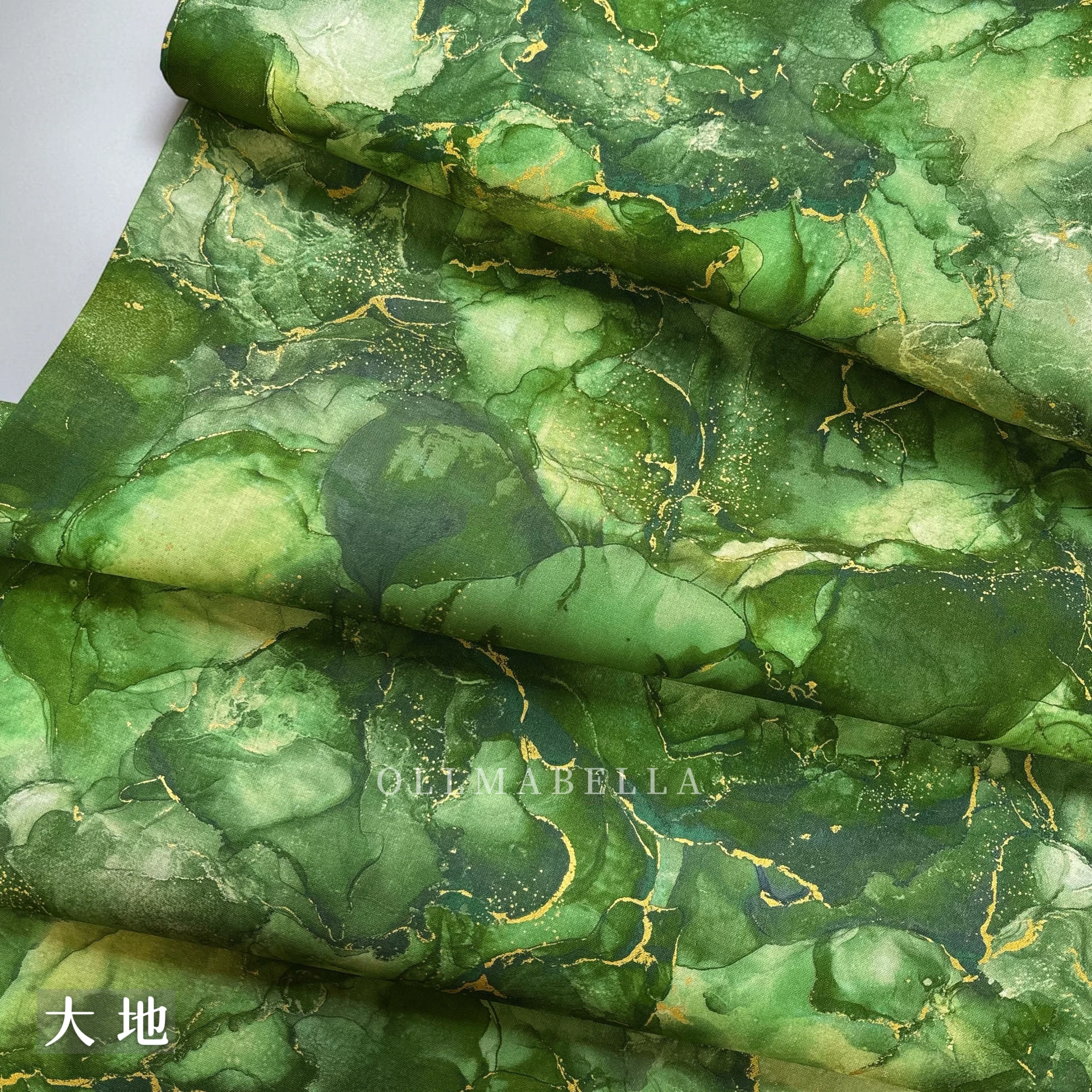 美國品牌印花燙金棉布｜大地 (青草色)