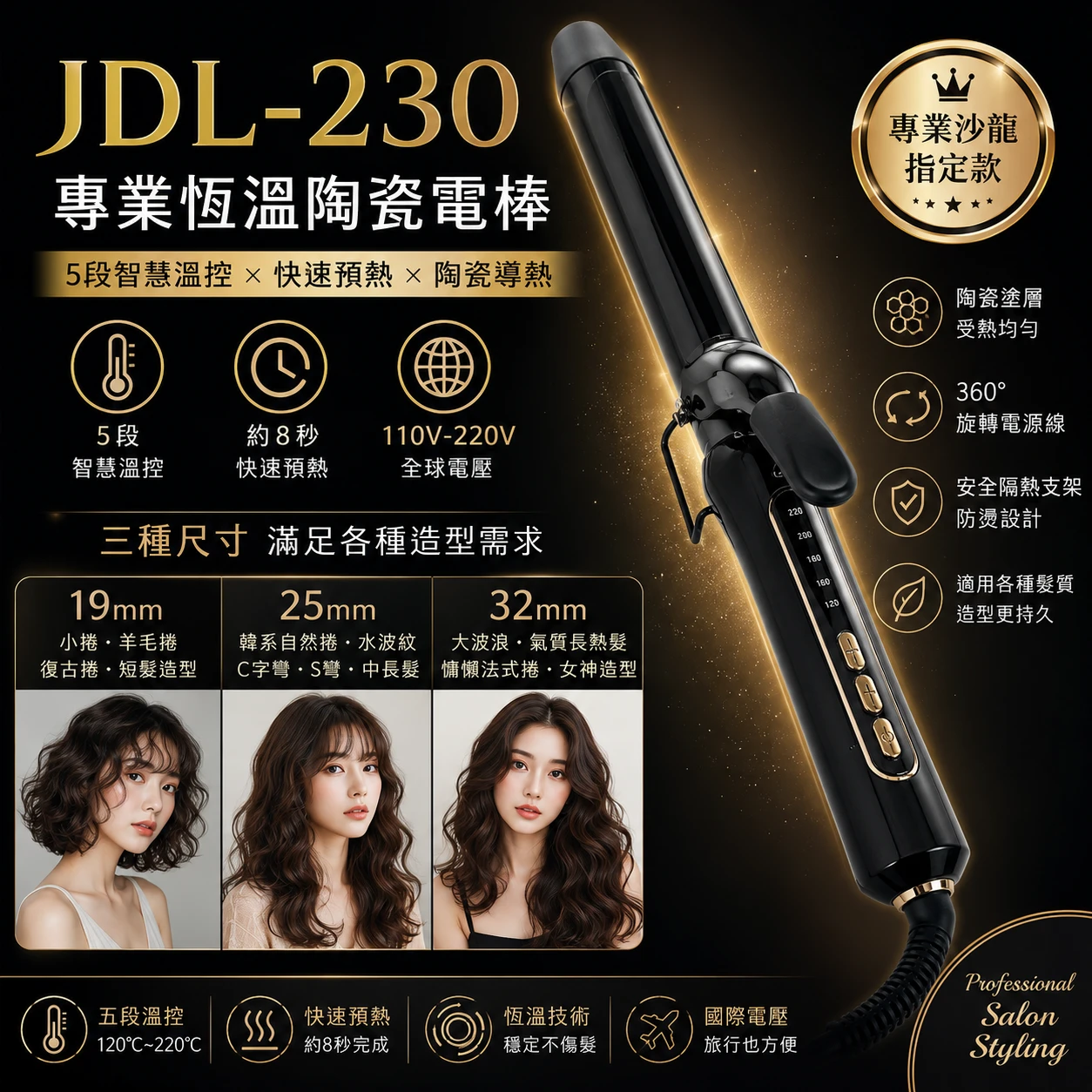 專業陶瓷JDL-230捲棒19mm/25mm/32mm