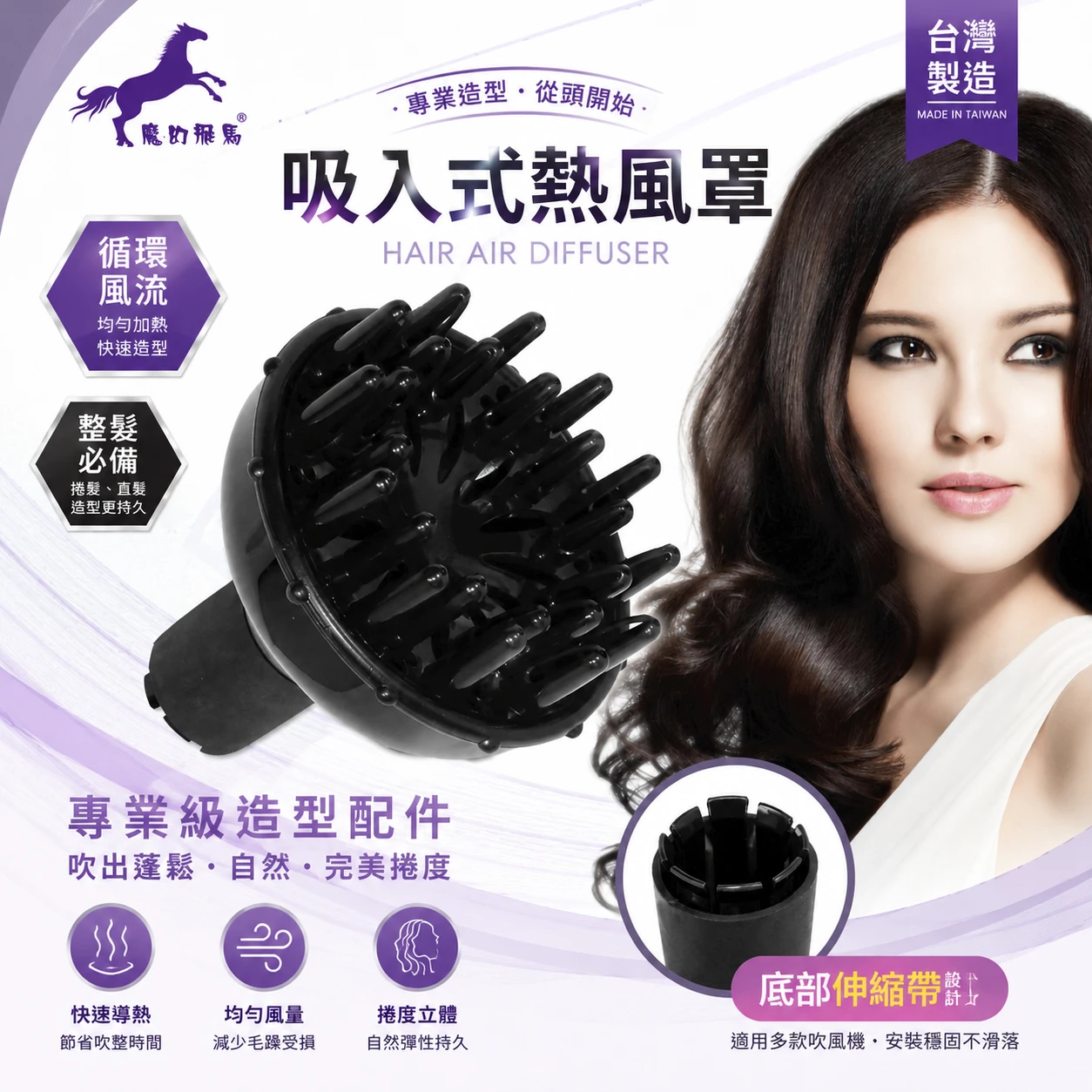 魔幻飛馬｜台灣製 吸入式熱風罩（Hair Air Diffuser）