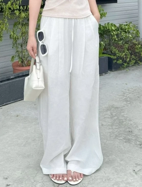 韓女最愛!鬆弛感棉麻長褲