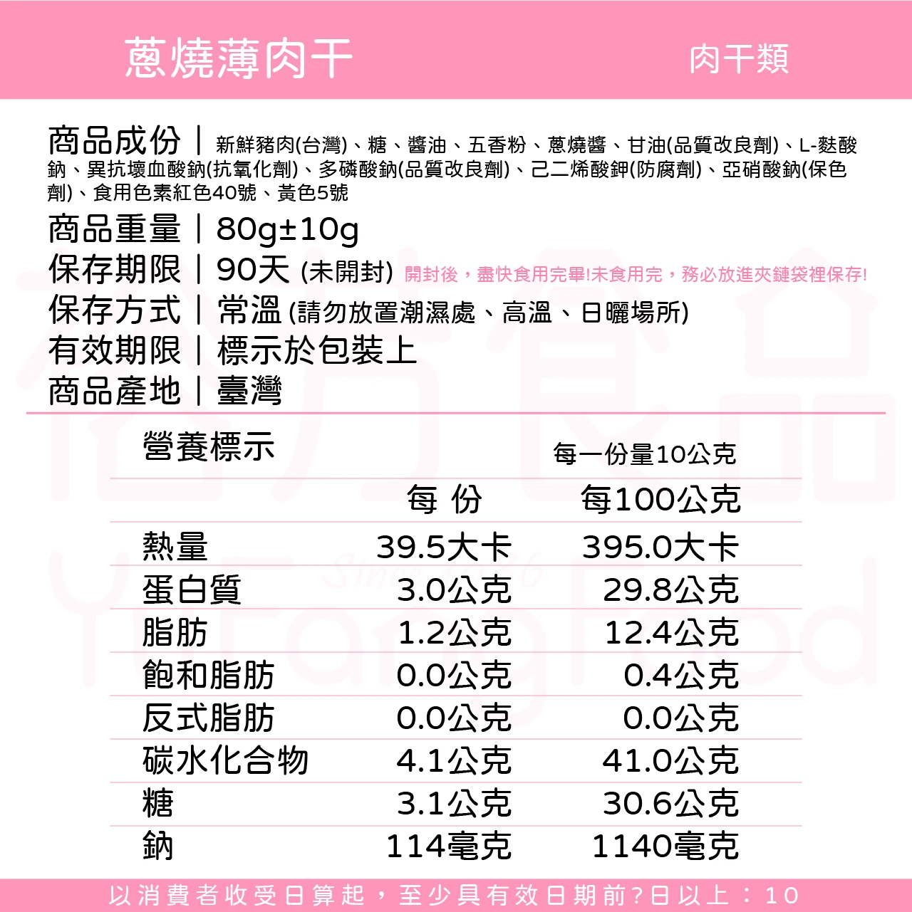 裕芳蔥燒薄肉乾