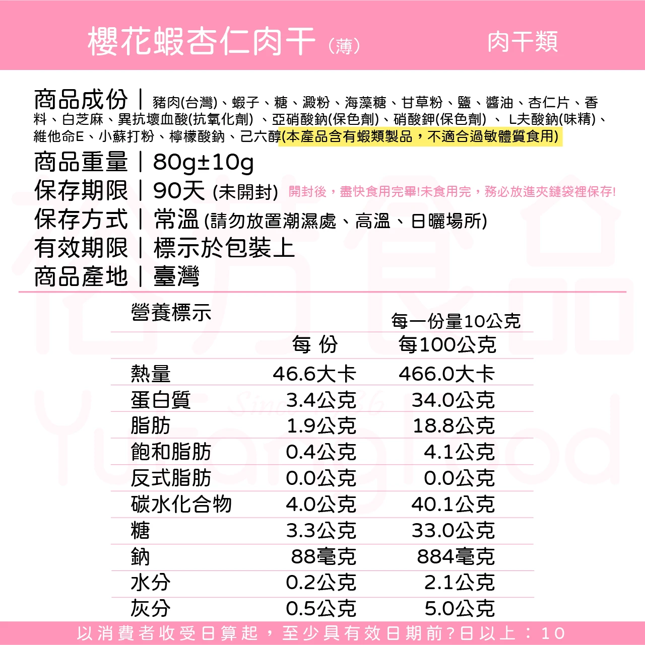 櫻花蝦杏仁肉乾